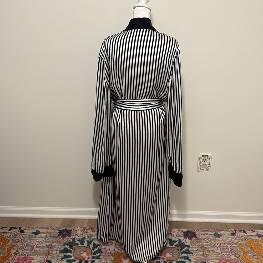 Ralph Lauren $2890 Purple Label Black and White Stripe Kalpita Coat Size 10 - Picture 10 of 15